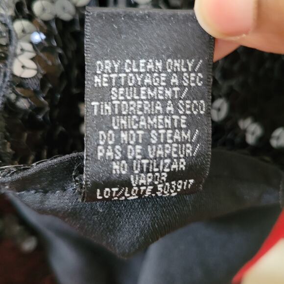 JS Boutique Women's Black Sequin Peplum Blouse Top Sequin Cap Sleeves Small - Picture 9 of 9